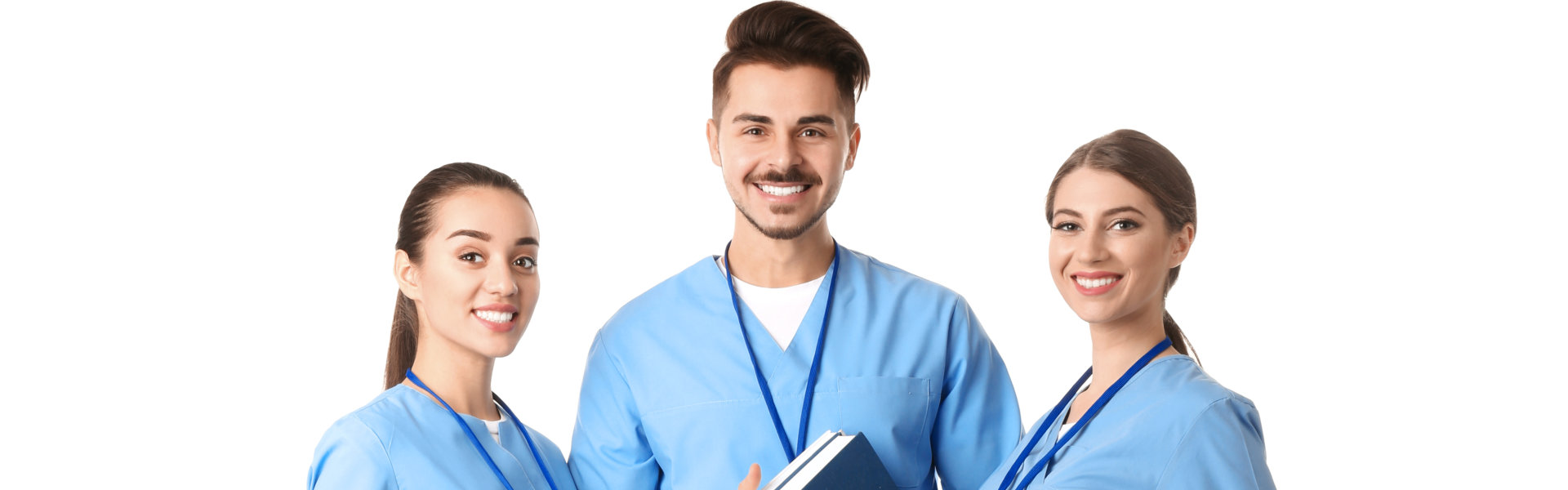 Three caregiver smiling together